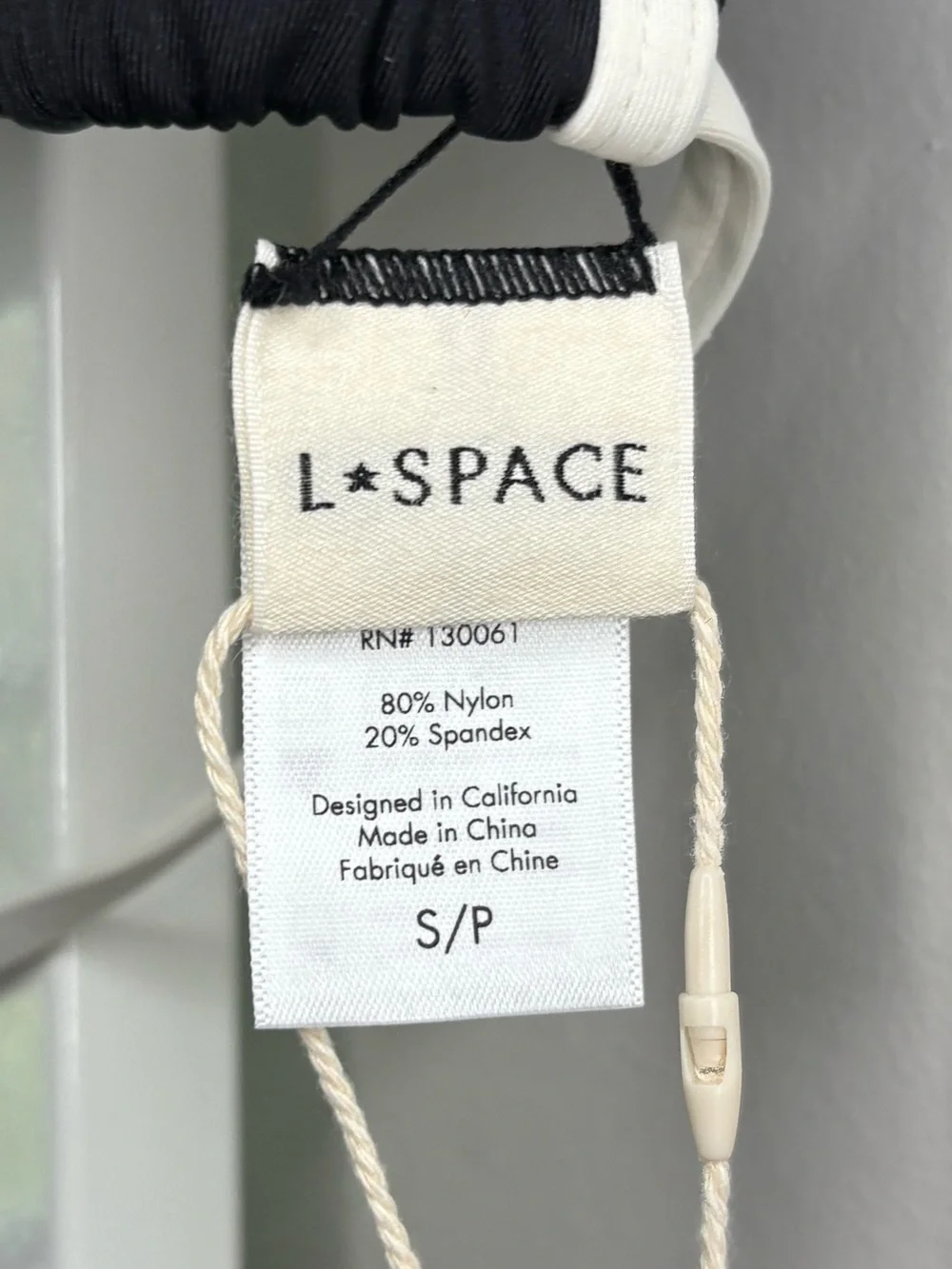 L*Space Aspen Triangle Bikini Top Black White Contrast Tie Halter NWT S
